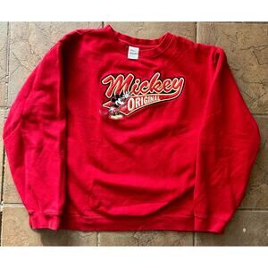 Vintage Disney Store Mickey Mouse Sweatshirt Red XL Embroidered